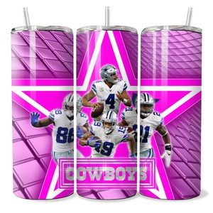 Pink Dallas Cowboys Tumbler with Straw 20oz